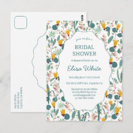 Cartão Postal Water Garden Floral Bridal ShowerCUSTOM Invitation