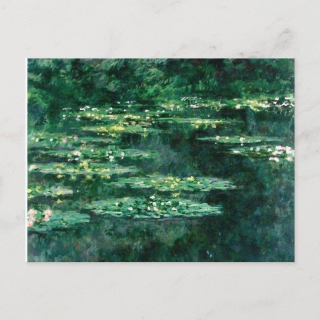 Cartão Postal WATER LILILIES IN GREEN POND por Claude Monet (Frente)