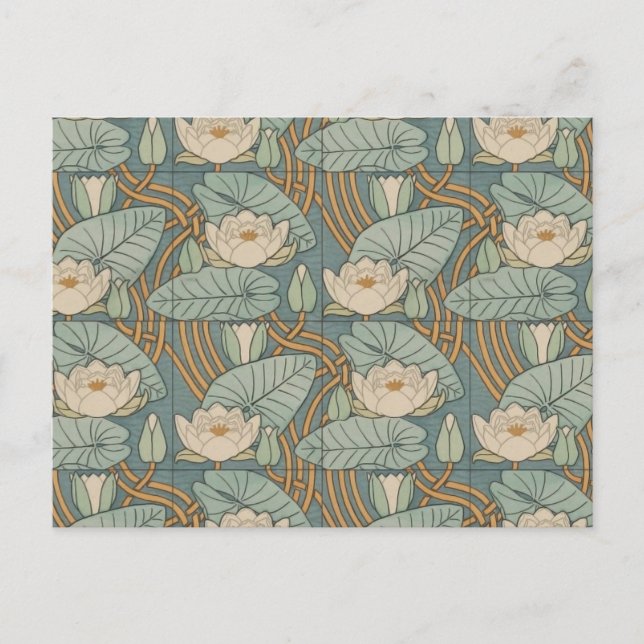 Cartão Postal Water Lily Art Nouveau Nature (Frente)