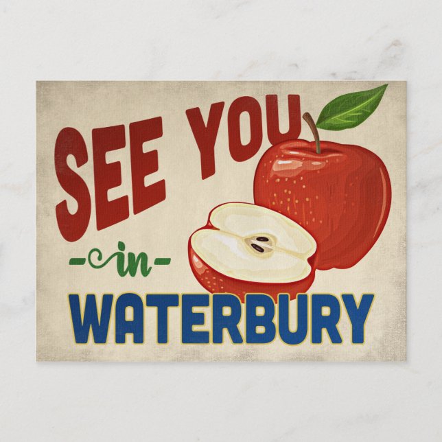 Cartão Postal Waterbury Connecticut Apple - Viagens vintage (Frente)