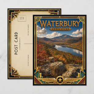 Cartão Postal Waterbury Vermont Arte Deco Vintage Idade Dourada