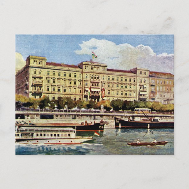 Cartão Postal Watercolor 1920 Grand Hotel Budapest (Frente)