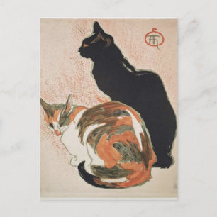 Cartão Postal Watercolor - 2 Gatos - Théophile Alexandre Steinl