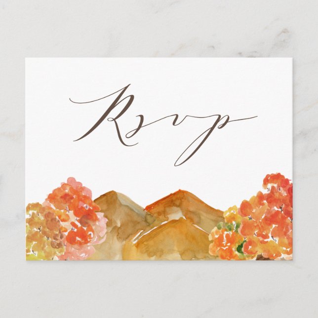 Cartão Postal Watercolor Autumn Woodlands Casamento outono RSVP (Frente)