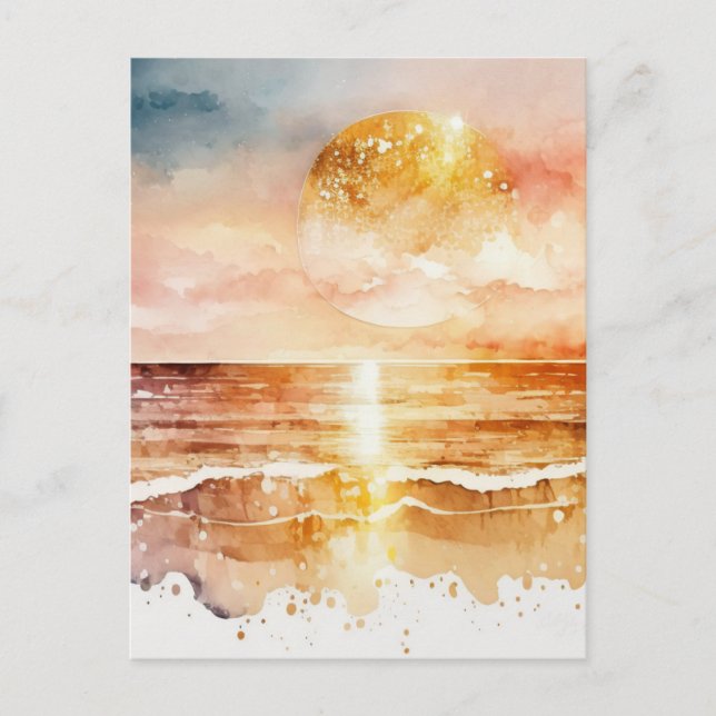 Cartão Postal Watercolor Beach Series Design 1 (Frente)
