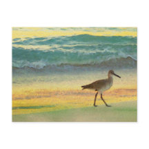 Watercolor Beach Sunset com Sandpiper