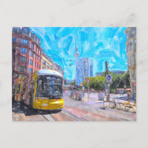 Cartão Postal Watercolor Berlin. Streetcar no Hackescher Markt.