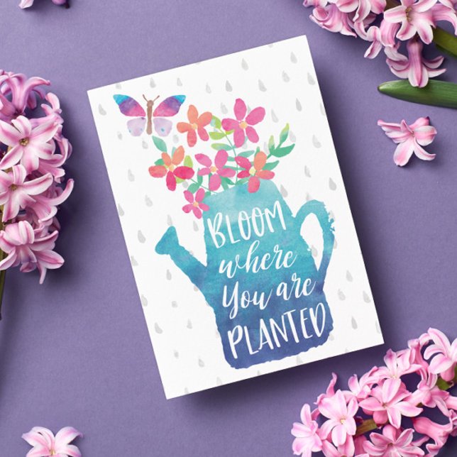 Cartão Postal Watercolor Bloom Onde Você Está Plantado (This fresh and stylish postcard sends just the right message to a loved one who might need,)