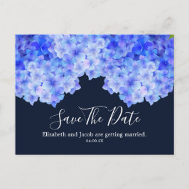 Cartão Postal Watercolor Blue Hydrangea Salvar Data