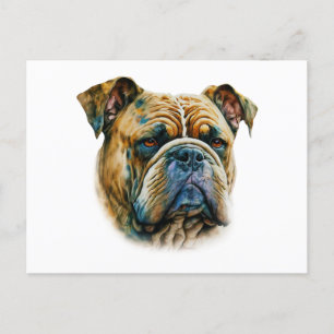 Cartão Postal Watercolor Buldogue