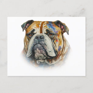 Cartão Postal Watercolor Buldogue
