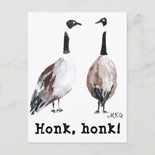 Cartão Postal Watercolor Canada Geese Honk Honk (Frente)