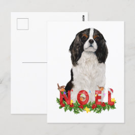 Cartão Postal Watercolor Cavalier King Charles Noel Natal