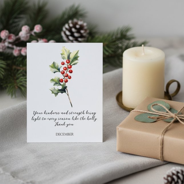 CARTÃO POSTAL WATERCOLOR DECEMBER HOLLY BIRTH FLOWER (Criador carregado)