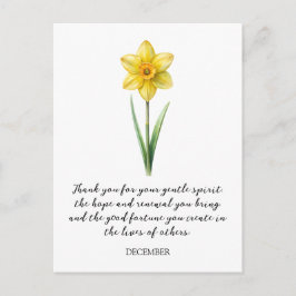 CARTÃO POSTAL WATERCOLOR DECEMBER NARCISUSS BIRTH FLOWER