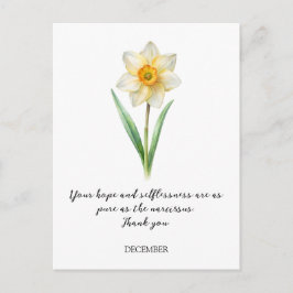 CARTÃO POSTAL WATERCOLOR DECEMBER NARCISUSS BIRTH FLOWER