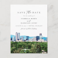 Watercolor Denver Colorado Ski Mountain Skyline