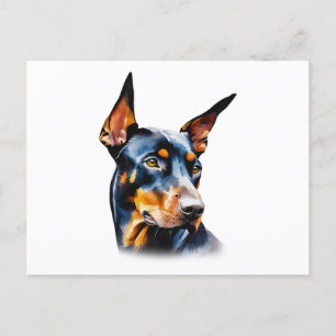 Cartão Postal Watercolor Doberman Pinscher