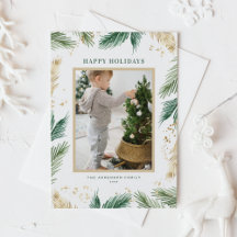 Watercolor e Faux Gold Foil Pine Agulha