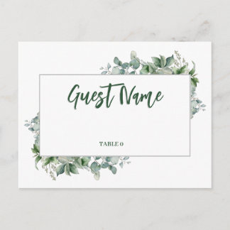 Cartão Postal Watercolor Eucalyptus Border Table Place Card