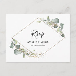 Cartão Postal Watercolor eucalyptus greenery Casamento RSVP
