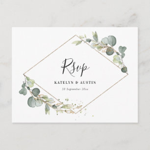 Cartão Postal Watercolor eucalyptus greenery Casamento RSVP