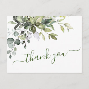 Cartão Postal Watercolor Eucalyptus Greenery Obrigado