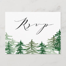 Cartão Postal Watercolor Forest Woodland Casamento Código QR RSV