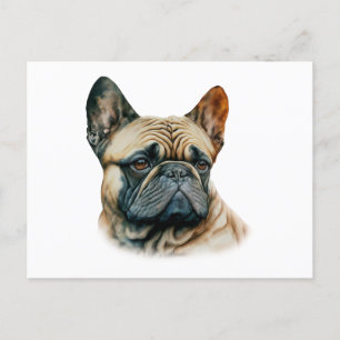 Cartão Postal Watercolor French Buldog