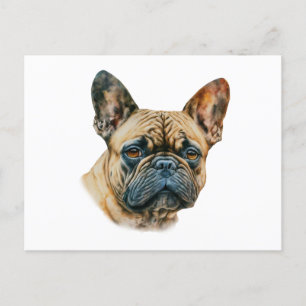 Cartão Postal Watercolor French Buldog