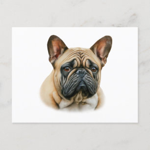 Cartão Postal Watercolor French Buldog