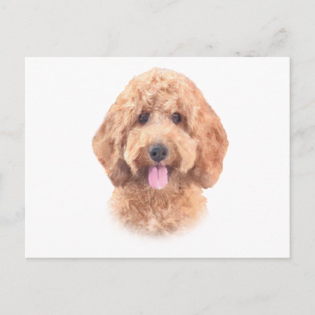 Cartão Postal Watercolor Goldendoodle (Frente)