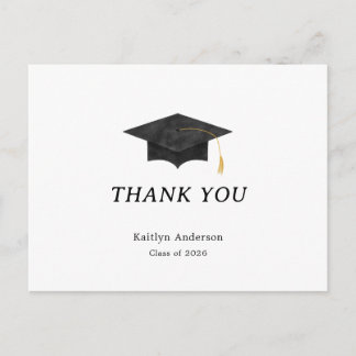 Cartão Postal Watercolor Graduation Cap Thank You Postcard