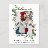 Watercolor Greenery Berries Casal Natal