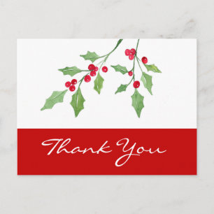 Cartão Postal Watercolor Holly Sprigs