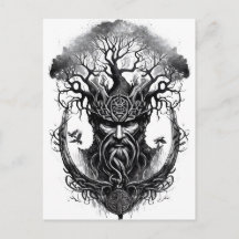 Watercolor ink of northern mythology Yggdrasil