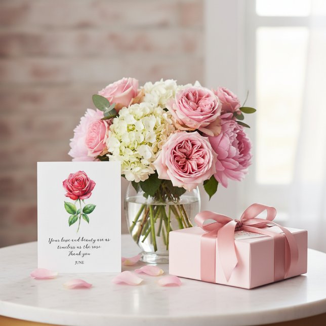 CARTÃO POSTAL WATERCOLOR JUNE ROSE BIRTH FLOWER (Criador carregado)