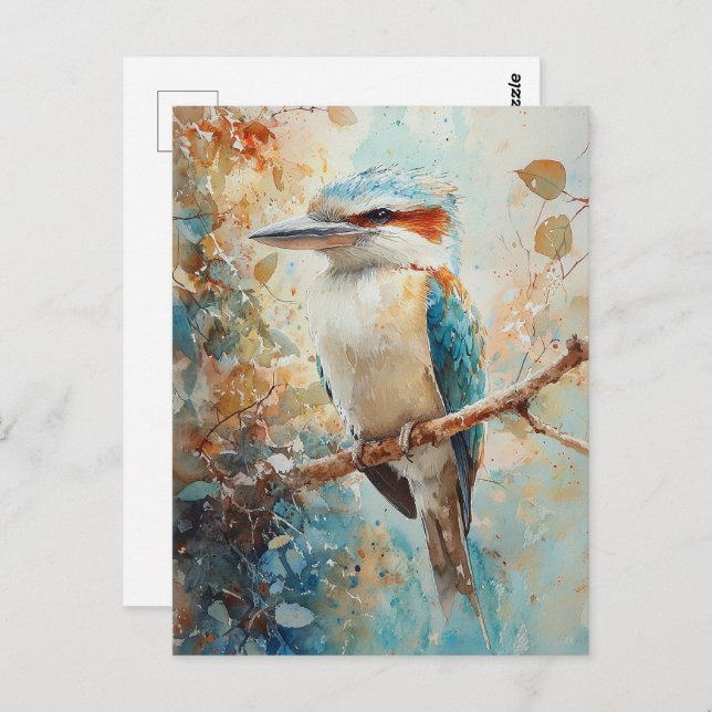 Cartão Postal Watercolor Kookaburra (Frente/Verso)