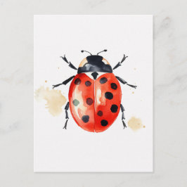 Cartão Postal Watercolor Ladybug