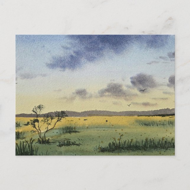 Cartão Postal watercolor Landscape Painting  (Frente)