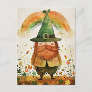 Cartão Postal Watercolor Leprechaun Whimsical St. Patrick's Day