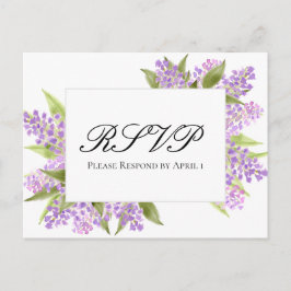 Cartão Postal Watercolor Lilacs Buquê Elegant Wedding RSVP