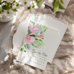Cartão Postal Watercolor Magnolia Flores Rosa Salvar Data<br><div class="desc">Chic Watercolor Magnolia Flowers a Rosa Salvar Cartão-Postal de Data</div>