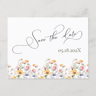 Cartão Postal Watercolor Meadow Wildflower Salva o Casamento da 