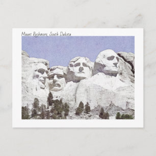 Cartão Postal Watercolor Painterly Monte Rushmore South Dakota