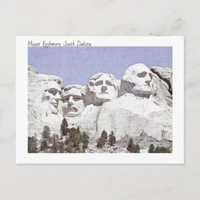 Cartão Postal Watercolor Painterly Monte Rushmore South Dakota (Frente)