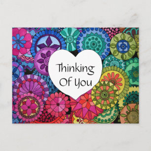 Cartão Postal Watercolor Rainbow Mandala Com Coração
