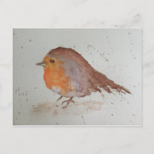 Cartão Postal Watercolor Robin