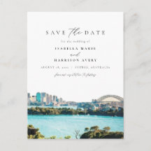 Watercolor Sydney Austrália Skyline Destination