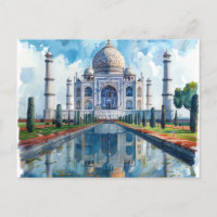 Watercolor Taj Mahal India Landmark